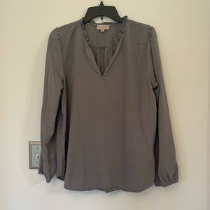 Loft Outlet large gray long sleeve lyocell blouse